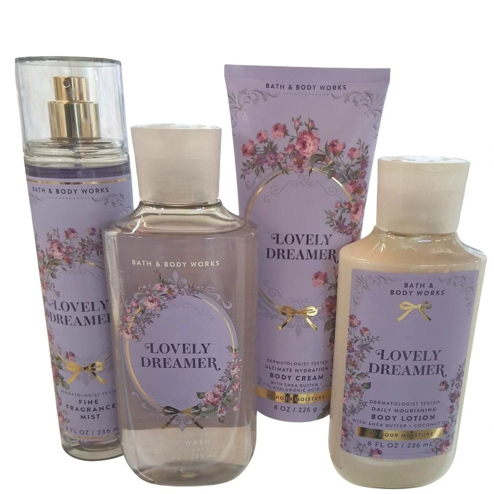 Bath & Body Works Women's Lovely Dreamer 4pcs Body Mist Cream Wash Lotion Musk